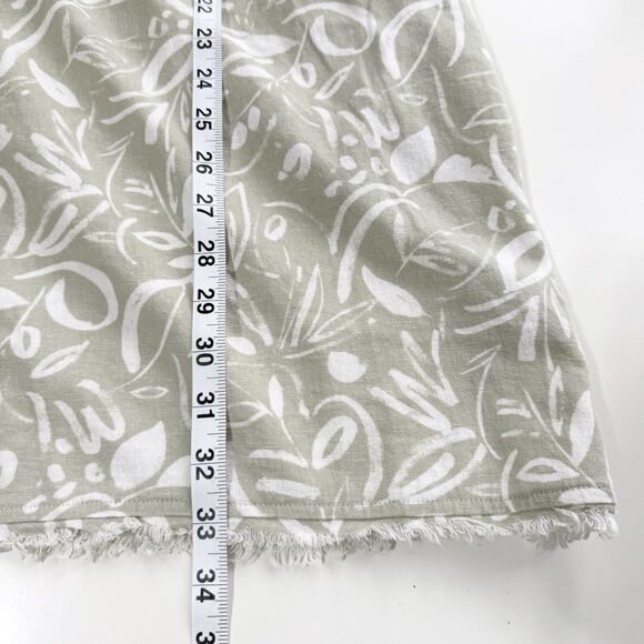 Charlie Paige Linen Blend Shift Dress M Sage Green Leaf Print Sleeveless - Picture 13 of 13